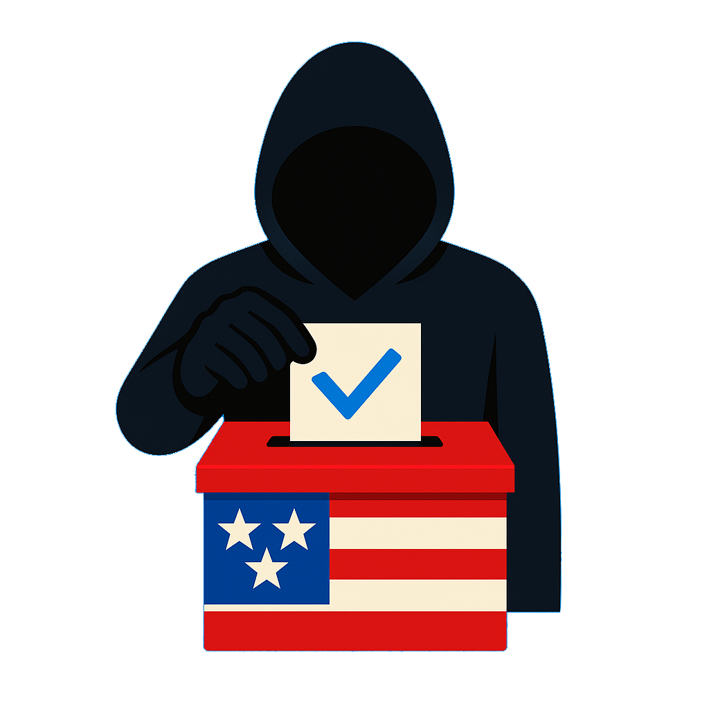 Anonymous voter casting ballot representing privacy and authenticity